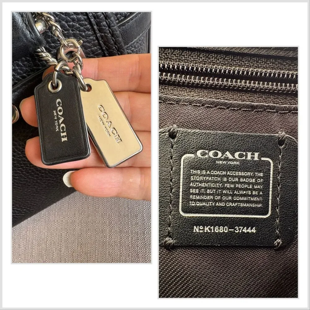 COACH Mini Swagger 21 Pebble Leather Satchel Black Crossbody Bag Authentic
